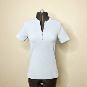 Helmut Lang Ribbed Blue Top Small